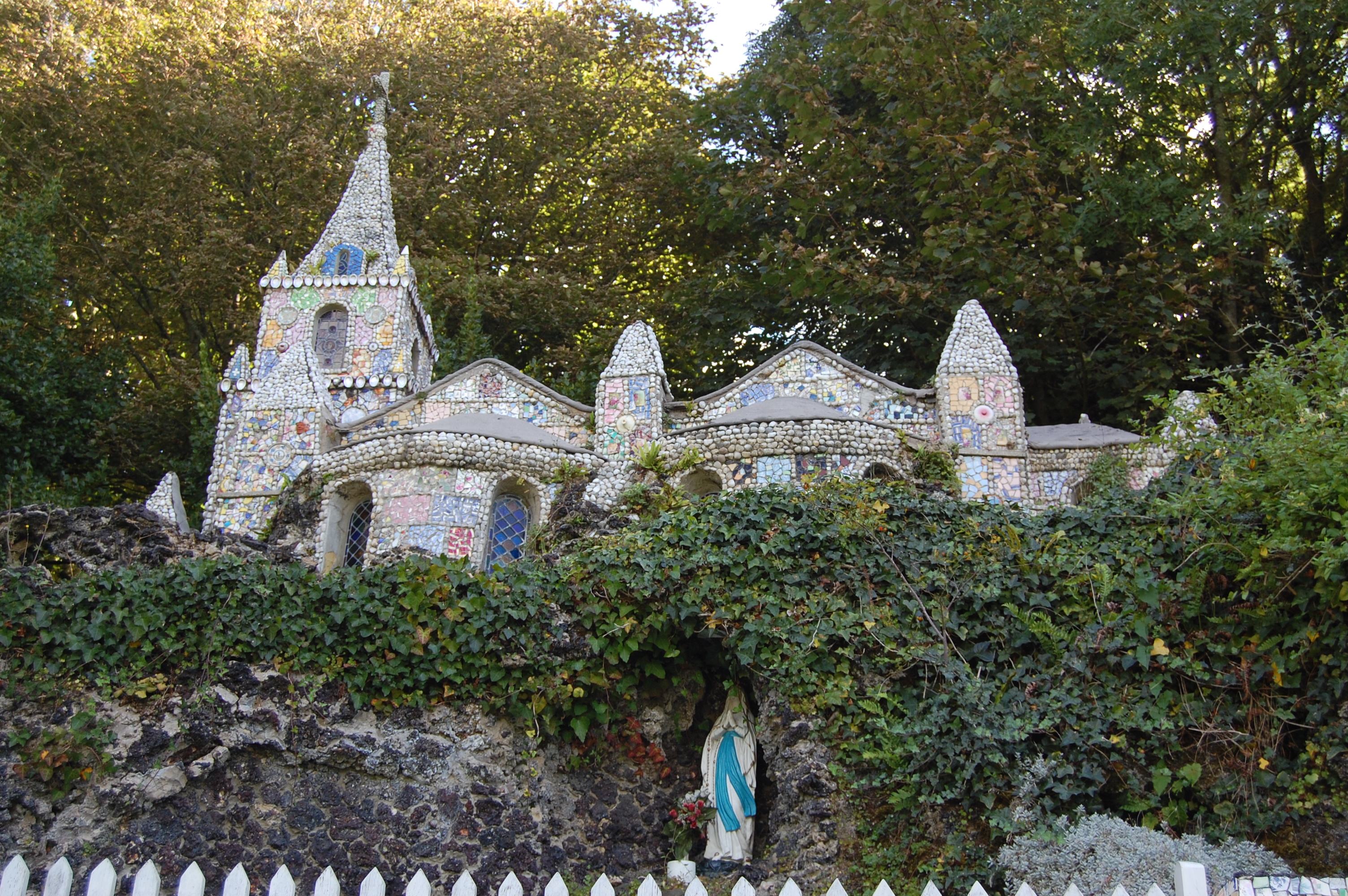 the Little Chapel, The Guernsey Literary and Potato Peel Society, church made of a mosaic of broken ceramics, church made of broken pottery, real places from Guernsey Literary and Potato Peel Society